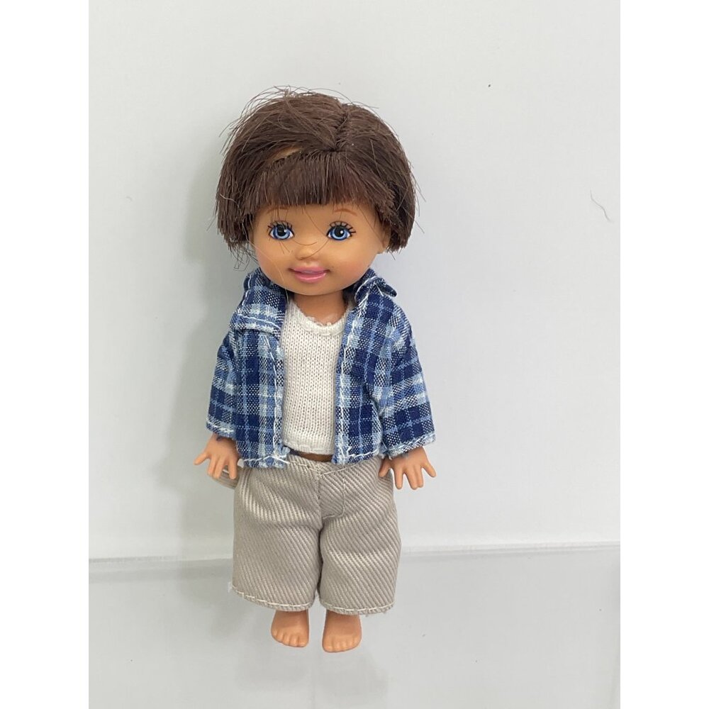 Ryan Barbie Doll Happy Family Boy Blue Plaid Shirt Tan Pants Collectible Figure